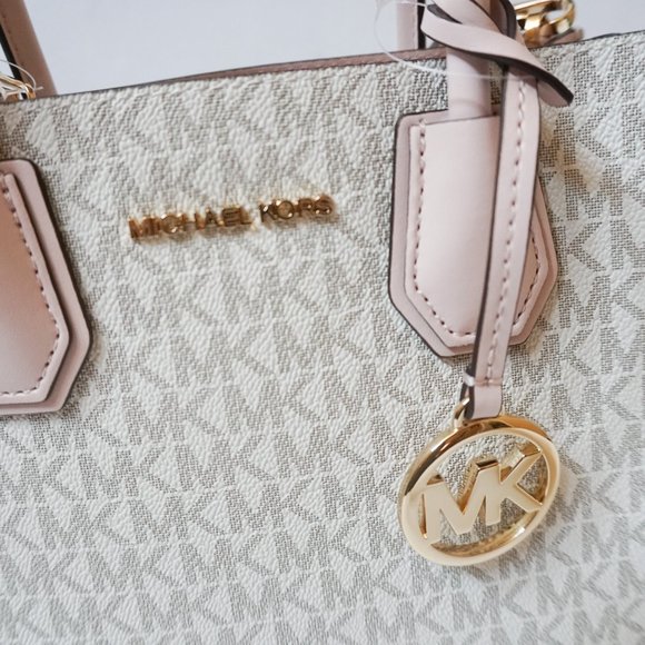 Michael Kors Mercer Medium Satchel Messenger Bag MK Vanilla Pink - Picture 7 of 14